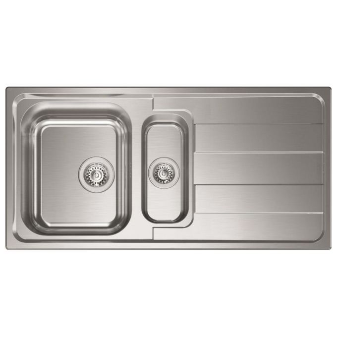 CM 015725SCSSP Serie Levante 3'' Lavello Acciaio inox da incasso Gocciolatoio a Destra 2 Vasche 100X50cm
