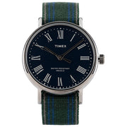 Timex Orologio al quarzo FAIRFIELD AVENUE quadrante blu case argento cinturino in tessuto reversibile con luce notturna INDIGLO resistente all'acqua fino a 30 metri