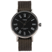 Timex Orologio al Quarzo FAIRFIELD AVENUE con quadrante in ottone 37 MM e cinturino in tessuto Sabbia slavato-Verde 18 MM
