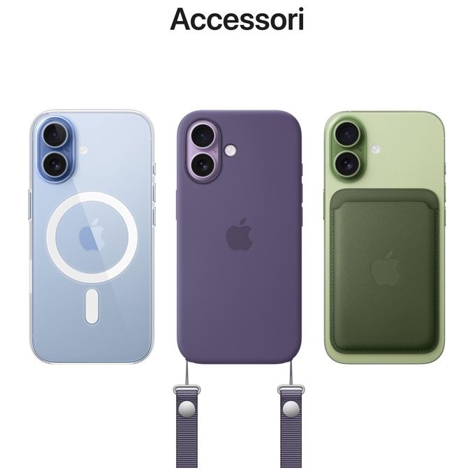 Apple MG6L4QL-A iPhone 17 Smartphone 5G 6.3'' OLED 256GB Chip A19 Doppia Cam 48MP iOS 26 colore Azzurro Nebbia