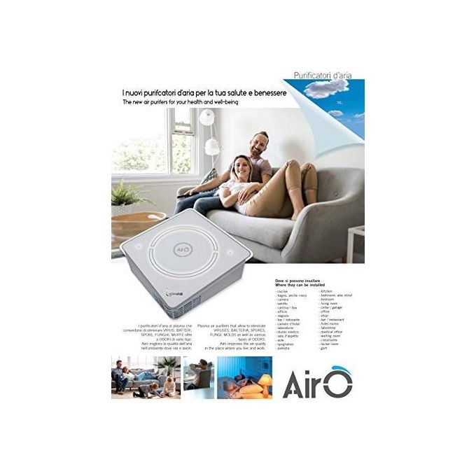 Baraldi 01AIRO40BLST Purificatore d'Aria AirO' Motore 45 m3-h Nero Acciaio - Vetro Sintetico
