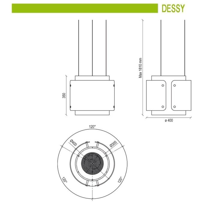 Baraldi 01DESIS040STW80 Cappa Sospesa Dessy Classe energetica A 4 Velocita' Comandi da Remoto con Telecomando 40 cm Inox-Vetro