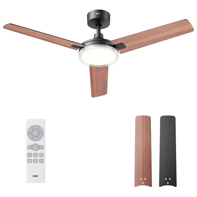 Dreo DR-HCF004 Ventilatore da Soffitto con Luce LED Dimmerabile 6 Velocita' Motore CC Reversibile Silenzioso Telecomando Timer 1 4 8 h 132 cm colore Bianco