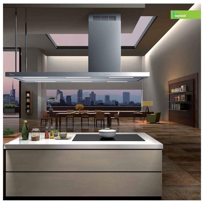 Baraldi 01ELEIS146STDX80 Cappa a Isola Elea con Camino a Destra Classe energetica A 4 Velocita' 146 cm Inox