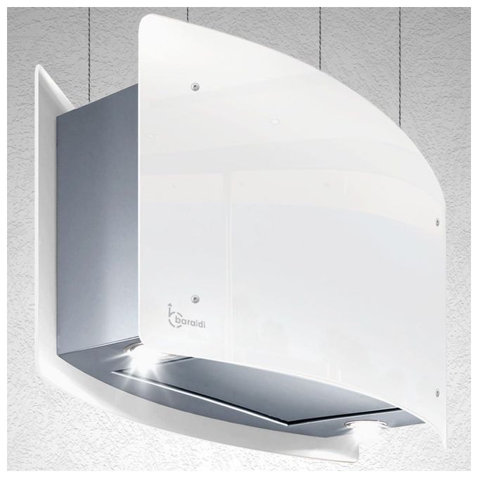 Baraldi 01IDEIS070STW80 Ideal Cappa Sospesa ad Isola  Classe energetica A 4 Velocita' Luci LED Filtrante Portata 800 m3-h 70 cm Bianco-Inox