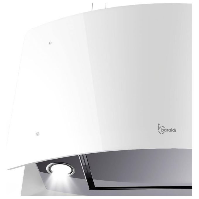 Baraldi 01IDEIS070STW80 Ideal Cappa Sospesa ad Isola  Classe energetica A 4 Velocita' Luci LED Filtrante Portata 800 m3-h 70 cm Bianco-Inox