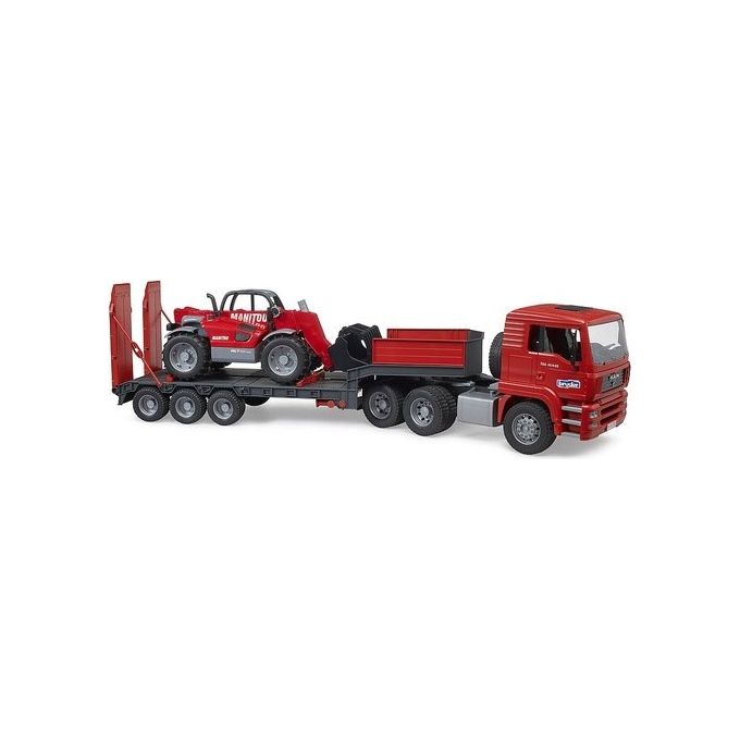 Bruder Mezzo Cantiere Man Camion Tga Pianale Ribassato e Caricatore Telescopico