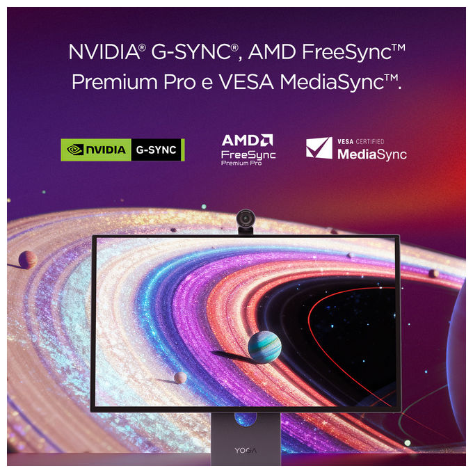 Lenovo 67E5RAC2EU Yoga Pro 27UD-10 Monitor 26.5'' QD-OLED 4K UHD 3840x2160 120Hz 0.03ms Webcam USB-C HDMI 2.1 DP 1.4 Altoparlanti 6x Dolby Atmos colore Nero
