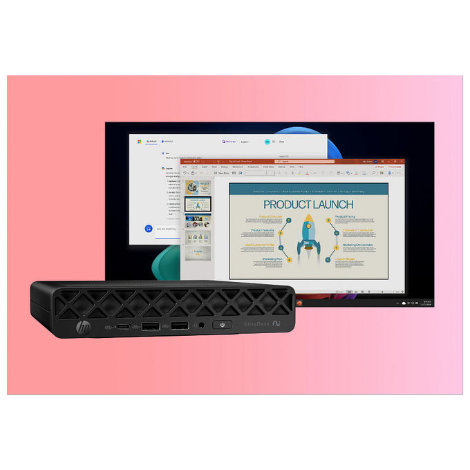 HP E07KRAT EliteDesk 8 G1a Mini PC AMD Ryzen AI 5 340 6 core 32 GB DDR5 1 TB SSD Wi-Fi 7 Bluetooth 5.4 Windows 11 Pro colore Jack black