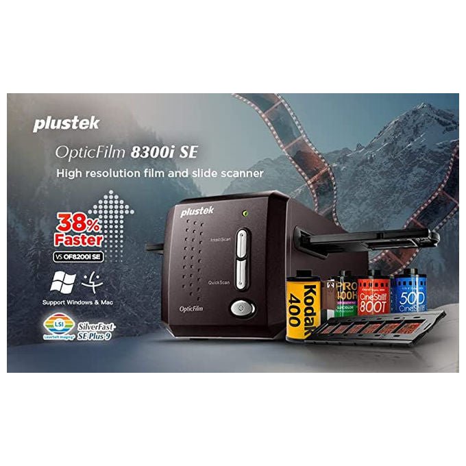 Plustek 0317 OpticFilm 8300i SE Scanner per film Risoluzione 7200 dpi Sensore CCD Interfaccia USB 2.0 Tipo B colore Nero