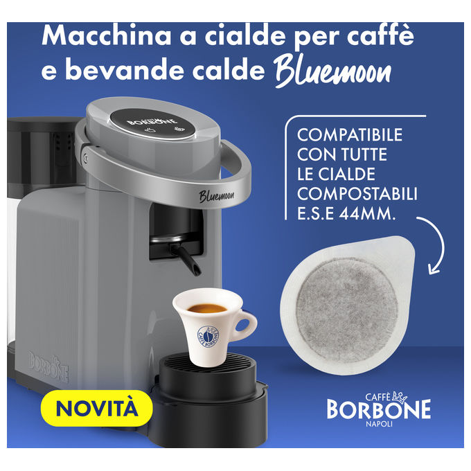 Caffe' Borbone BLUEMOONGRIG Bluemoon Macchina da caffe' a cialde ESE 44mm Capacita' serbatoio 0.9 L Pressione 15 bar Potenza 650 W colore Grigio