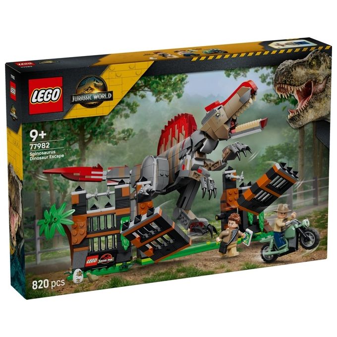 Lego 77982 Fuga dal Dinosauro Spinosauro Set da costruzione 820 pezzi per bambini 9+ colore Multicolore