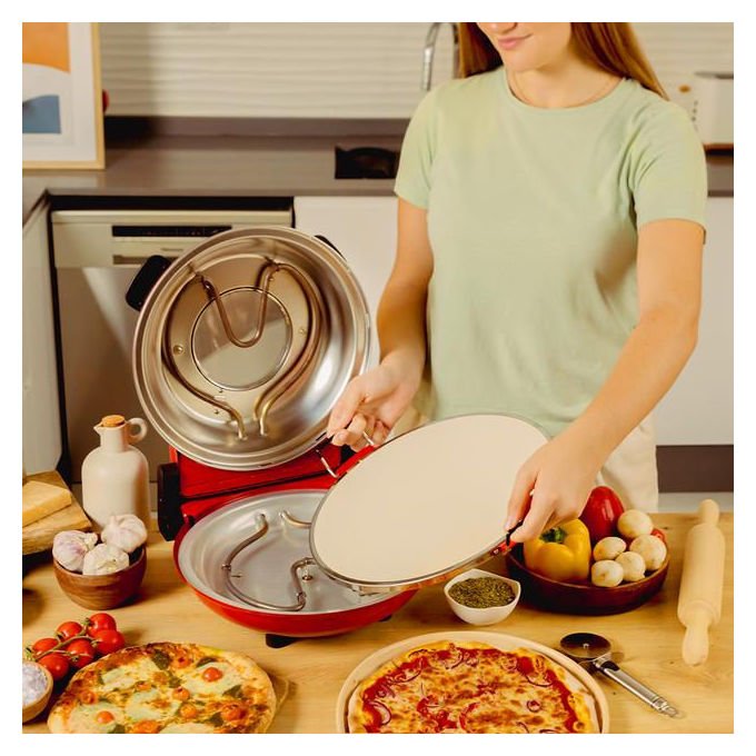 Cecotec 03826 Fun PizzaandCo Forno per pizza elettrico 1200 W temperatura fino a 420 °C con timer e finestra di visualizzazione (30x40x20 cm) colore Nero