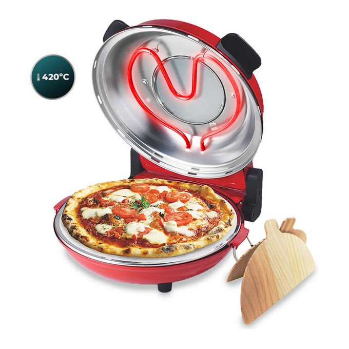Cecotec 03826 Fun PizzaandCo Forno per pizza elettrico 1200 W temperatura fino a 420 °C con timer e finestra di visualizzazione (30x40x20 cm) colore Nero