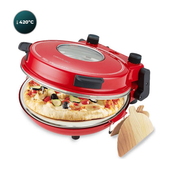 Cecotec 03826 Fun PizzaandCo Forno per pizza elettrico 1200 W temperatura fino a 420 °C con timer e finestra di visualizzazione (30x40x20 cm) colore Nero