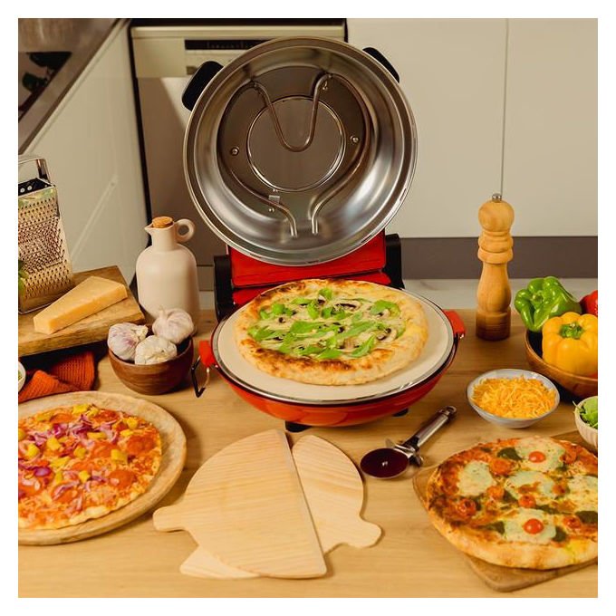 Cecotec 03826 Fun PizzaandCo Forno per pizza elettrico 1200 W temperatura fino a 420 °C con timer e finestra di visualizzazione (30x40x20 cm) colore Nero