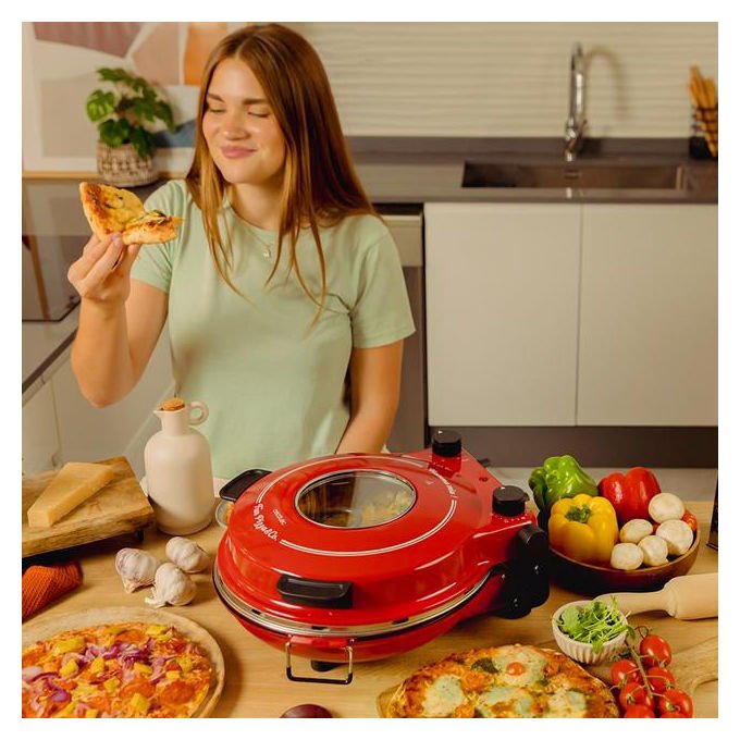 Cecotec 03826 Fun PizzaandCo Forno per pizza elettrico 1200 W temperatura fino a 420 °C con timer e finestra di visualizzazione (30x40x20 cm) colore Nero