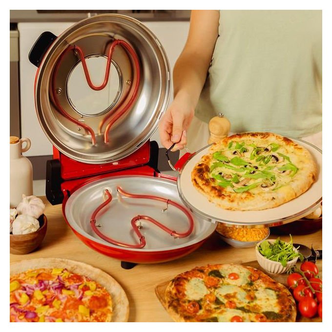 Cecotec 03826 Fun PizzaandCo Forno per pizza elettrico 1200 W temperatura fino a 420 °C con timer e finestra di visualizzazione (30x40x20 cm) colore Nero