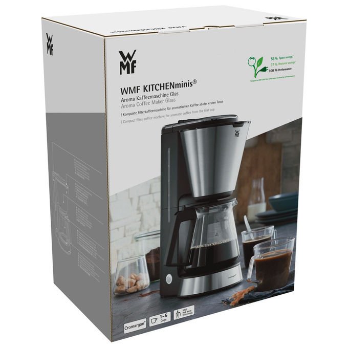 WMF 0412270011 KITCHENminis Macchina per caffe' Aroma 5 tazze 760 W Tecnologia WMF Hot Brew colore Cromargan