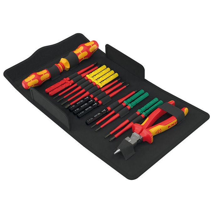 Wera 05006610001 Kraftform Kompakt VDE 17 extra slim 2 Set di utensili 17 pezzi per lavori elettrici fino a 1000 V colore Rosso Giallo