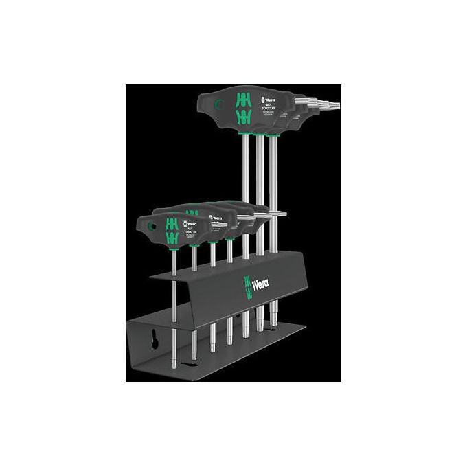 Wera 05023456001 467-7 TORX HF Set 2 Set di cacciaviti 7 pezzi con impugnatura a T profilo TORX acciaio ad alta resistenza colore Nero Verde