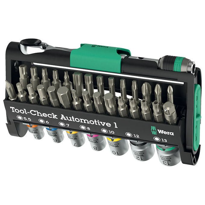 Wera 05049065001 Tool-Check Automotive 1 Set di utensili 38 pezzi con cricchetto 1-4 pollice e inserti Rapidaptor colore Nero