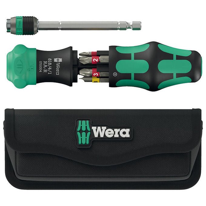 Wera 05051515001 Kraftform Kompakt 25 RA-R Cacciavite a cricchetto con custodia 6 pezzi BiTorsion Rapidaptor impugnatura 2 componenti colore Nero