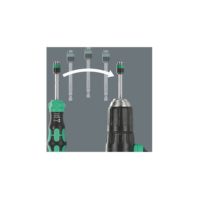 Wera 05051515001 Kraftform Kompakt 25 RA-R Cacciavite a cricchetto con custodia 6 pezzi BiTorsion Rapidaptor impugnatura 2 componenti colore Nero