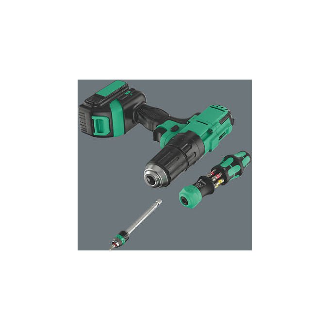 Wera 05051515001 Kraftform Kompakt 25 RA-R Cacciavite a cricchetto con custodia 6 pezzi BiTorsion Rapidaptor impugnatura 2 componenti colore Nero