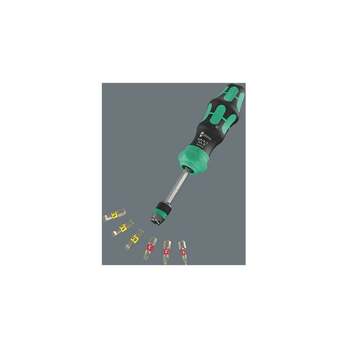 Wera 05051515001 Kraftform Kompakt 25 RA-R Cacciavite a cricchetto con custodia 6 pezzi BiTorsion Rapidaptor impugnatura 2 componenti colore Nero