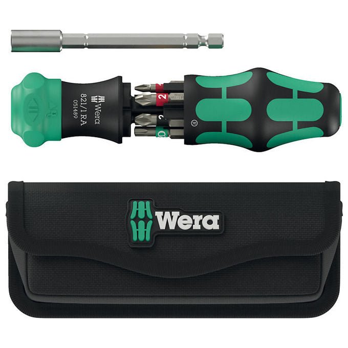Wera 05051520001 Kraftform Kompakt 28 RA Set di bit con cricchetto e 6 punte BiTorsion incluse colore Nero-Verde