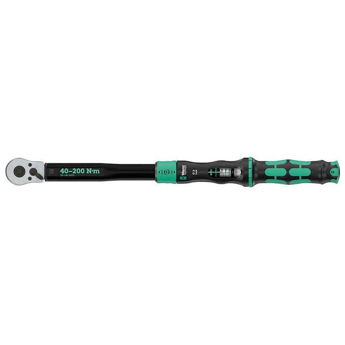 Wera 05075692001 Click-Torque Lock C 3 Chiave dinamometrica 40-200 Nm 1-2 pollice con cricchetto reversibile 45 denti precisione ± 3% colore Nero Verde