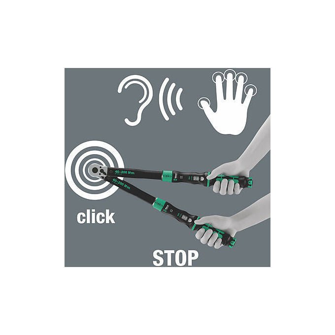 Wera 05075692001 Click-Torque Lock C 3 Chiave dinamometrica 40-200 Nm 1-2 pollice con cricchetto reversibile 45 denti precisione ± 3% colore Nero Verde
