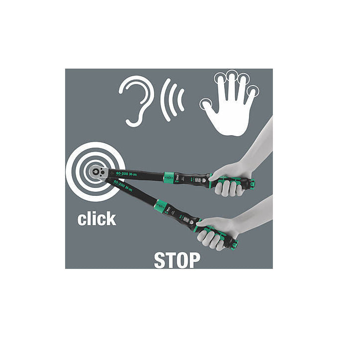 Wera 05075695001 Click-Torque Lock C 3 R-L Chiave dinamometrica 40-200 Nm con blocco e cricchetto reversibile colore Nero-Verde