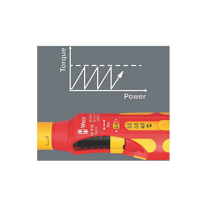 Wera 05075876001 Cacciavite dinamometrico VDE 7616 Kraftform Safe Torque Speed 2,4 - 4 Nm con isolamento di protezione VDE colore Rosso Giallo