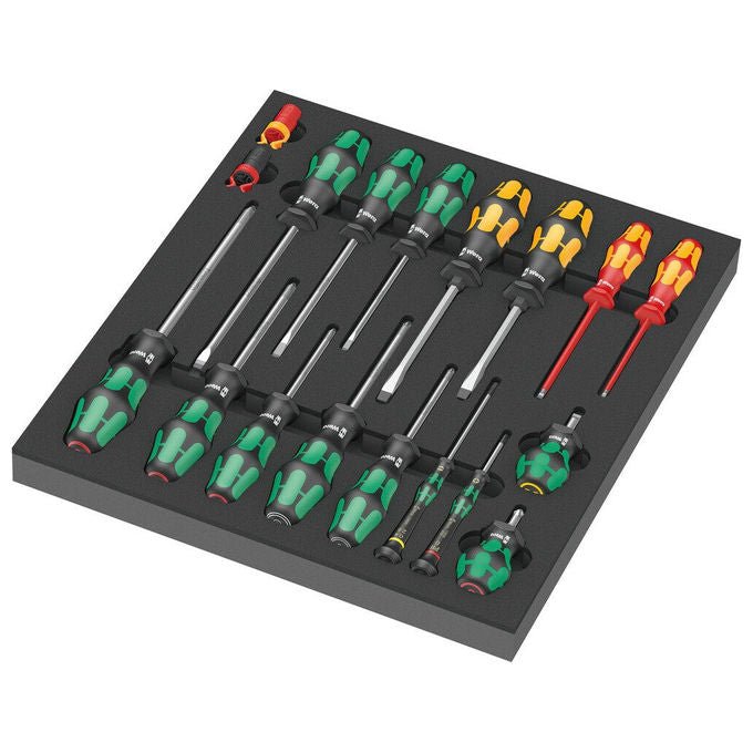 Wera 9710 Termoformato in spugna giravite Set 1 18 pezzi colore Bicolore