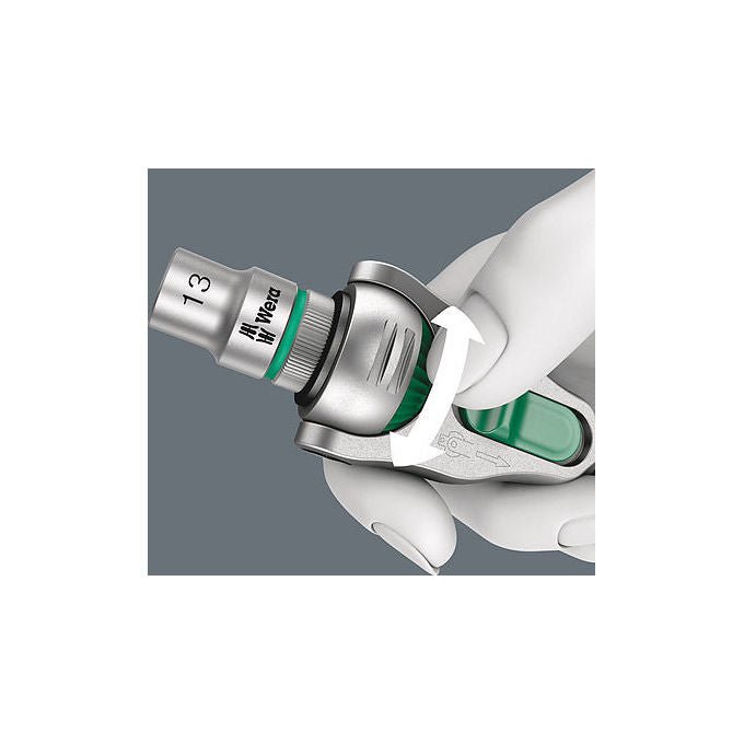 Wera 05150110001 8000 A Zyklop Set di attrezzi 37 pezzi Testa cricchetto inclinabile Sistema di bloccaggio Facile accesso spazi ristretti colore Nero Verde