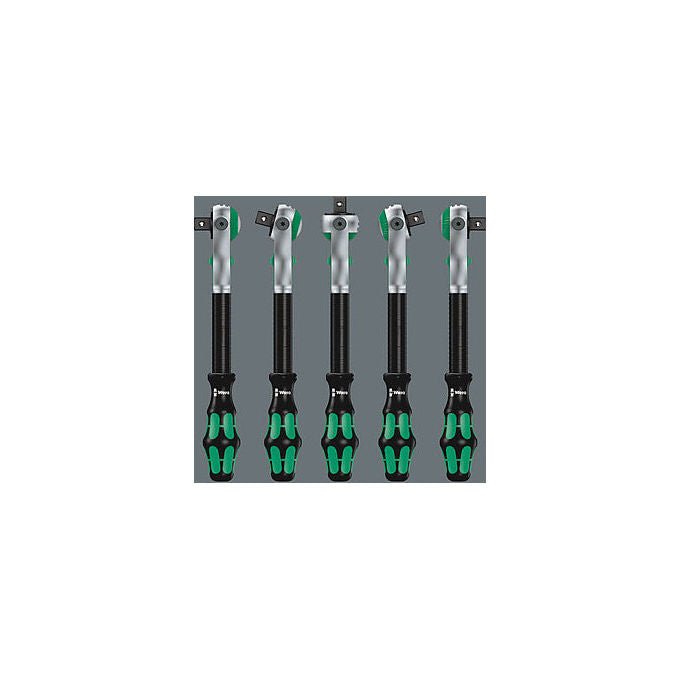 Wera 05150110001 8000 A Zyklop Set di attrezzi 37 pezzi Testa cricchetto inclinabile Sistema di bloccaggio Facile accesso spazi ristretti colore Nero Verde