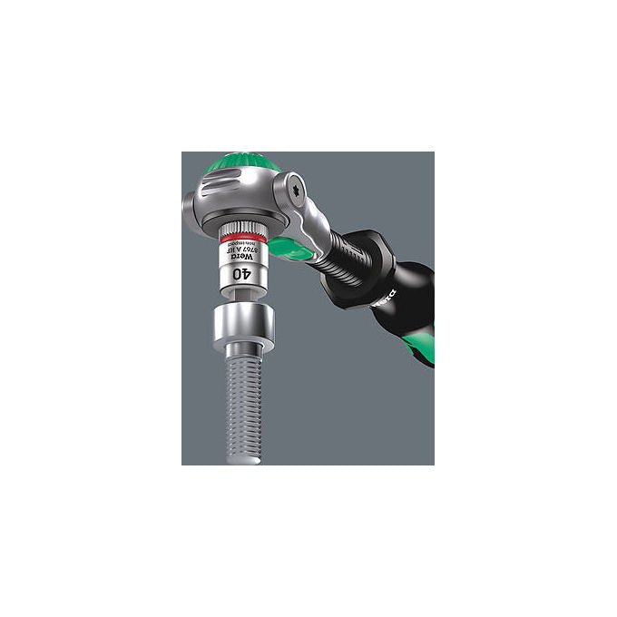 Wera 05150110001 8000 A Zyklop Set di attrezzi 37 pezzi Testa cricchetto inclinabile Sistema di bloccaggio Facile accesso spazi ristretti colore Nero Verde
