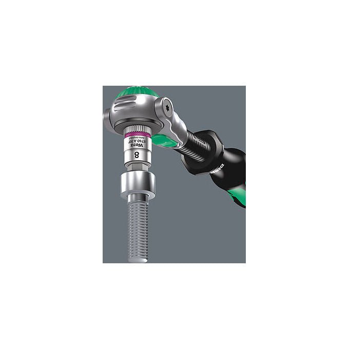 Wera 05150110001 8000 A Zyklop Set di attrezzi 37 pezzi Testa cricchetto inclinabile Sistema di bloccaggio Facile accesso spazi ristretti colore Nero Verde