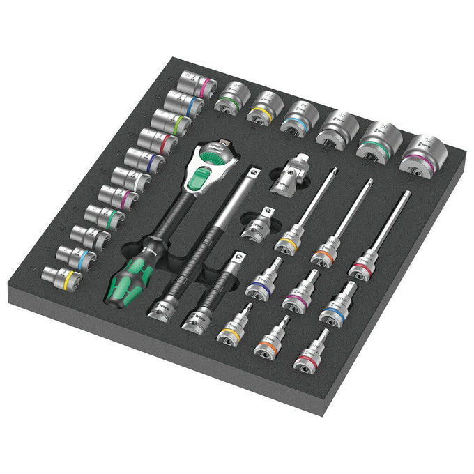 Wera 05150112001 8000 C Zyklop Set di chiavi a cricchetto 1-2'' 31 pezzi meccanismo 72 denti capacita' 24 Nm colore Nero Verde Acciaio