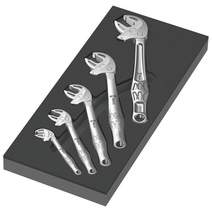 Wera 05150122001 Inserto in schiuma per carrello Tool Rebel con 5 chiavi a forchetta autoregolanti Joker 6004 colore Grigio Nero