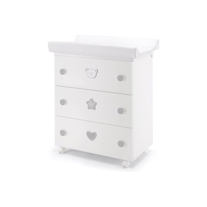 Pali Bagnetto Fasciatoio Birillo 3 Cassetti Bianco e Grigio