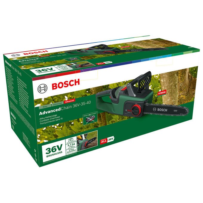 Bosch 06008B8601 AdvancedChain Tronçonneuse sans fil 36 V 310 mm 3.5 Kg 14 m-s couleur Nero