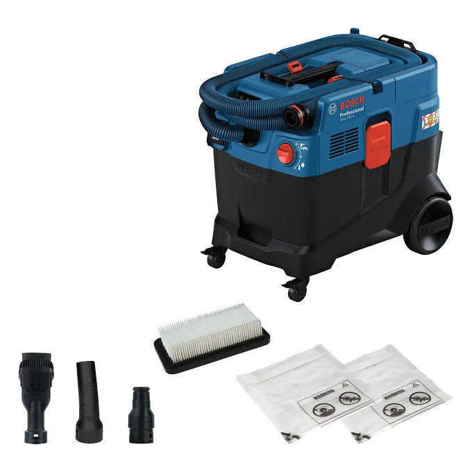 Bosch 06019M0020 GAS 400 A Professional Aspirapolvere a Cilindro Secco e Bagnato 40 L 1200 W Filtro 4 Ruote colore Blu