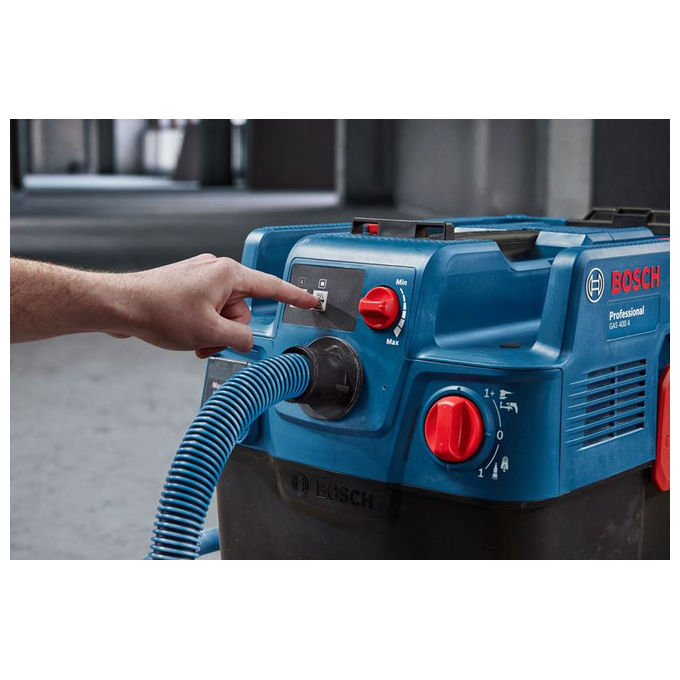 Bosch 06019M0020 GAS 400 A Professional Aspirapolvere a Cilindro Secco e Bagnato 40 L 1200 W Filtro 4 Ruote colore Blu
