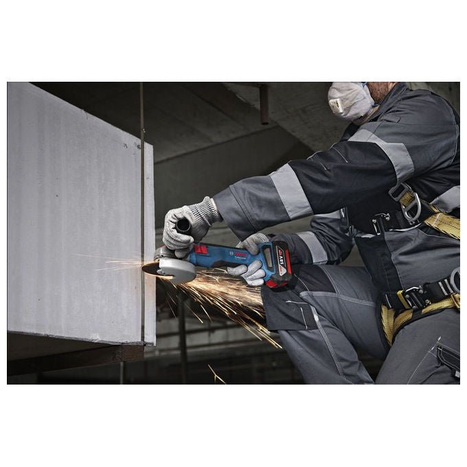 Bosch 06019N9000 GWS 18V-8 Smerigliatrice Angolare 125 mm Batteria 11000 rpm M14 Blocco Mandrino Protezione Anti-rimbalzo colore Nero Blu