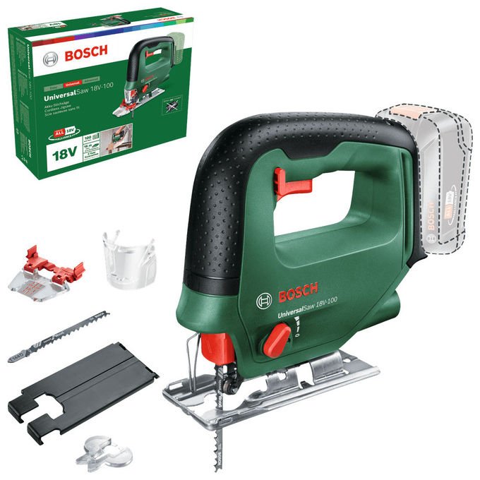 Bosch 0603011100 UniversalSaw 18V-100 Sega a Batteria 18 V profondita' taglio 100 mm colore Verde
