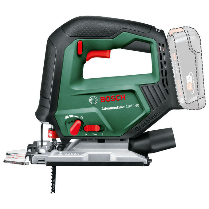 Bosch 0603013000 AdvancedSaw 18V-140 Seghetto elettrico 18 V 3000 spm 14 cm legno 1 cm acciaio colore Nero Verde