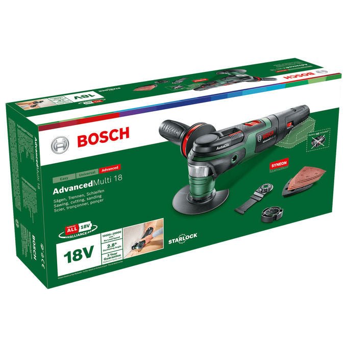 Bosch 0603104000 AdvancedMulti 18 Utensile Multifunzione 18 V 2,5 Ah Attacco Starlock colore Nero Verde